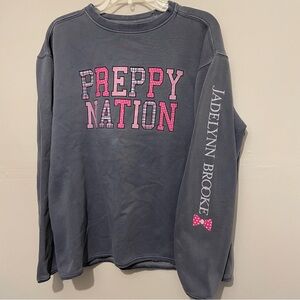 Jadelynn Brooke Preppy Nation Long Sleeve Sweatshirt Gray Pink Womens Medium